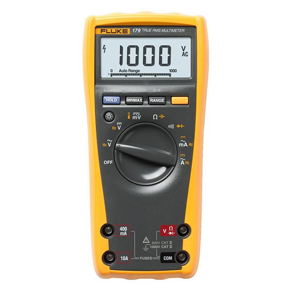 FLUKE 179 True-RMS Versatile Multimeter for Field Service or Bench Repair with Temperature Reading AC,DC 1000V Max,AC,DC Current 10A Max,3 3