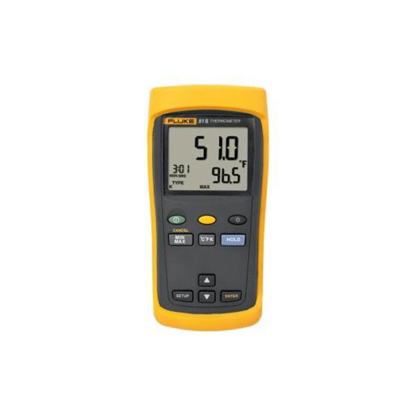 FLUKE 51-2 Single Input Digital Thermometer, Support Thermocouple Types J,K,T,E Included Beaded Probe Thermocouple(Type-K)