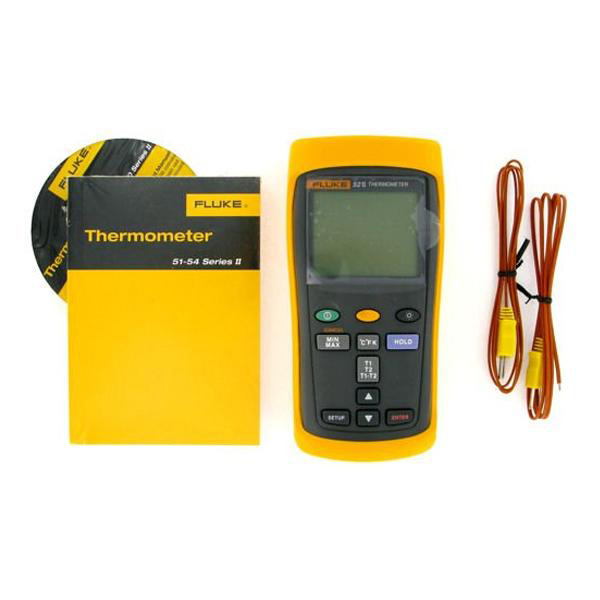 FLUKE 52-2 Dual Input Digital Thermometer, Support Thermocouple Types J,K,T,E Included Two Beaded Probe Thermocouples