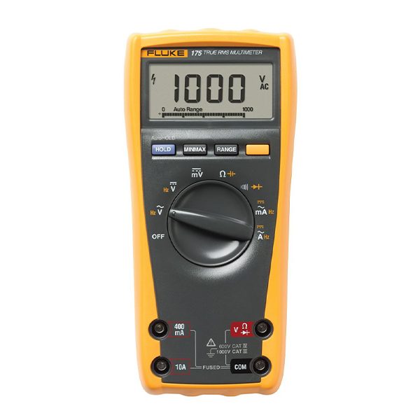 FLUKE 175 True-RMS Versatile Multimeter for Field Service Bench Repair, AC DC 1,000V Max, AC DC Current 10A Max,3 3/4 Digit 6,000 Counts