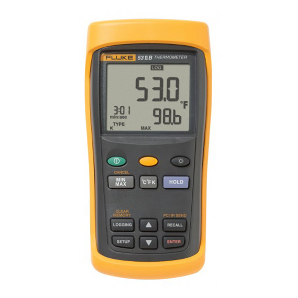 FLUKE 53-2B Digital Thermometer Single Input with USB Record 60HZ with Data Logging,Contact Type J,K,T,E,N,R, and S