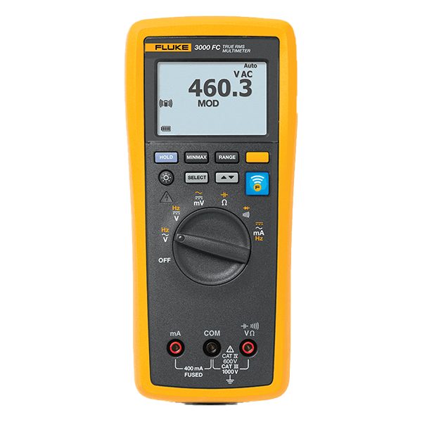FLUKE 3000FC True-RMS Wireless Multimeter with Fluke Connect AC DC Voltage 1000V,AC DC Current 400mA Continuity, Resistance, Diode Test and