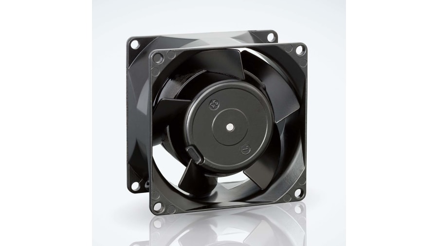 ebm-papst 8000 N Series Axial Fan Kit, 230 V ac, AC Operation, 50m³/h, 12W, 52mA Max, IP20, 80 x 80 x 38mm – Model: 8550N