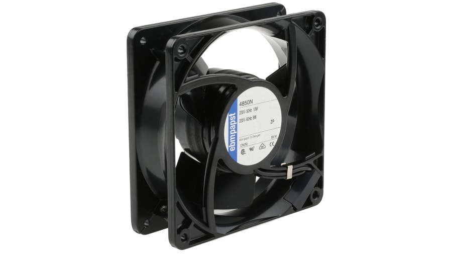 ebm-papst 4000 N Series Axial Fan, 230 V ac, AC Operation, 100m³/h, 10W, 43mA Max, IP20, 119 x 119 x 38mm – Model: 4850N
