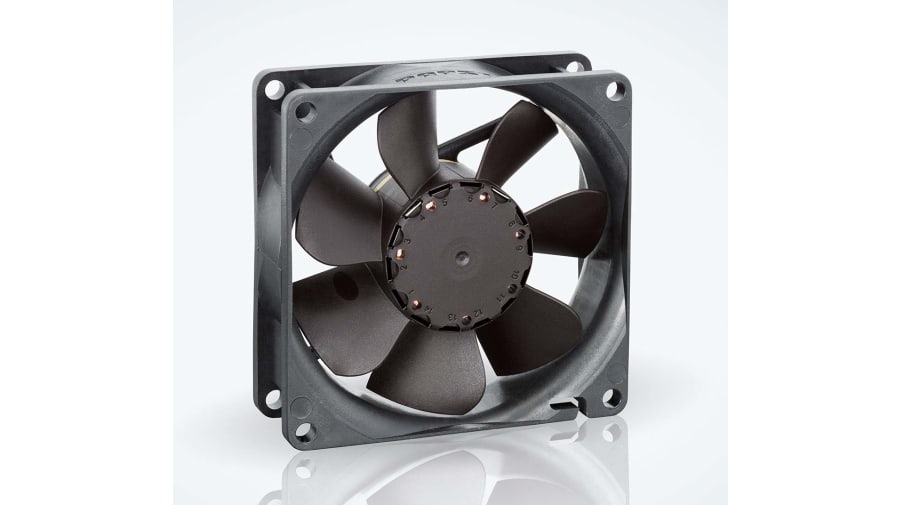 ebm-papst 8400 N Series Axial Fan, 24 V dc, DC Operation, 69m³/h, 2W, 85mA Max, IP20, 80 x 80 x 25mm – Model: 8414N