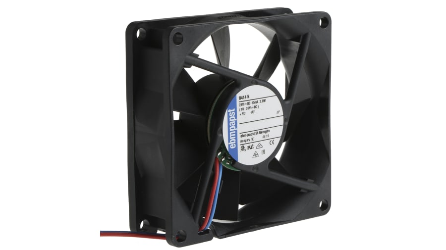 ebm-papst 8400 N Series Axial Fan, 24 V dc, DC Operation, 69m³/h, 2W, 85mA Max, IP20, 80 x 80 x 25mm – Model: 8414N