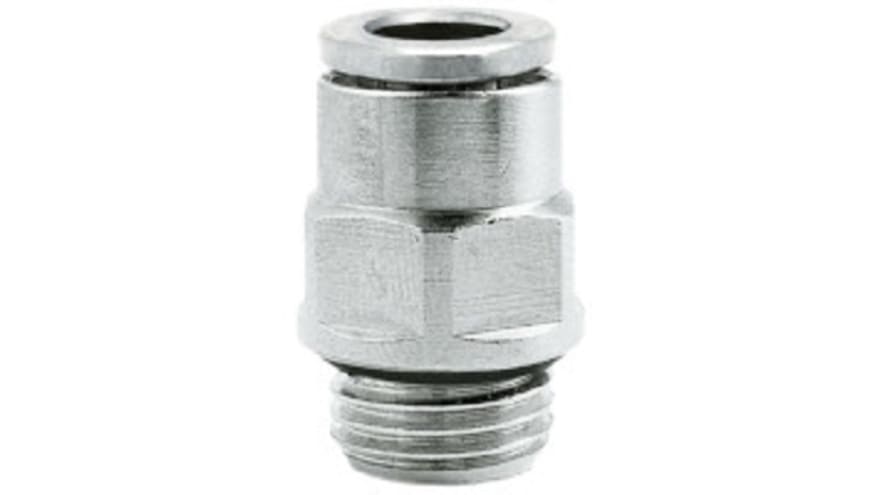 Norgren PNEUFIT 10 Series Straight Threaded Adaptor, G 1/8 Male to Push In 8 mm, Threaded-to-Tube Connection Style
