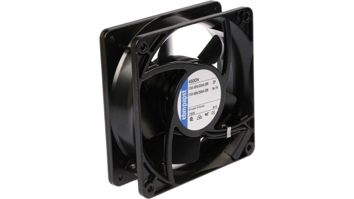 ebm-papst 4000 N Series Axial Fan, 115 V ac, AC Operation, 180m³/h, 18W, 157mA Max, 119 x 119 x 38mm – Model: 4600N