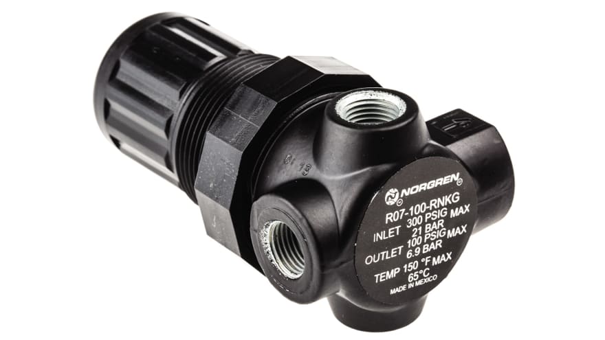 Norgren G 1/8 Pneumatic Regulator - 0.3bar to 7bar, 1/8in, 20bar max. input – Model: R07-100-RNKG