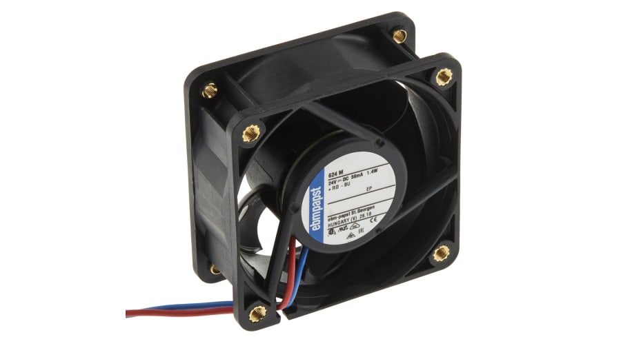 ebm-papst 620 Series Axial Fan, 24 V dc, DC Operation, 30m³/h, 1.5W, 60 x 60 x 25mm – Model: 624M-RS0