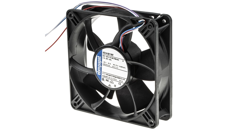 ebm-papst 4300 N - S-Panther Series Axial Fan, 24 V dc, DC Operation, 187m³/h, 4W, 119 x 119 x 32mm – Model: 4314N/17NT