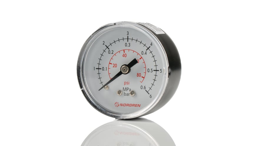 IMI Norgren Analogue Pressure Gauge 6bar Back Entry, 18-013-012, 0bar min.