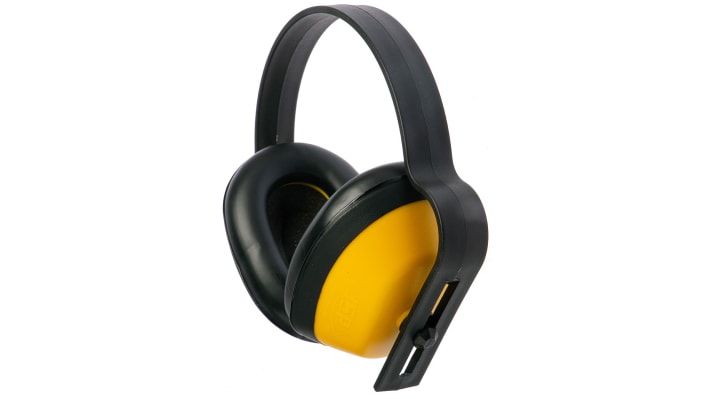 JSP J Muff Ear Defender with Headband, 25dB, Black, Yellow – Model: AEA000-010-200