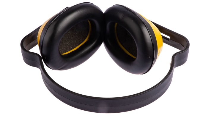 JSP J Muff Ear Defender with Headband, 25dB, Black, Yellow – Model: AEA000-010-200