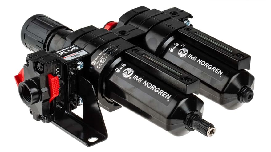 Norgren G 1/2 FRL, Automatic Drain, 40μm Filtration Size - With Pressure Gauge – Model: BL64-401
