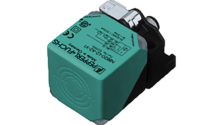 NBB20-L2-A2-V1-M, Pepperl + Fuchs Inductive Block-Style Proximity Sensor, 20 mm Detection, PNP Output, 10 → 60 V dc, IP69K – Model: NBB20-L2