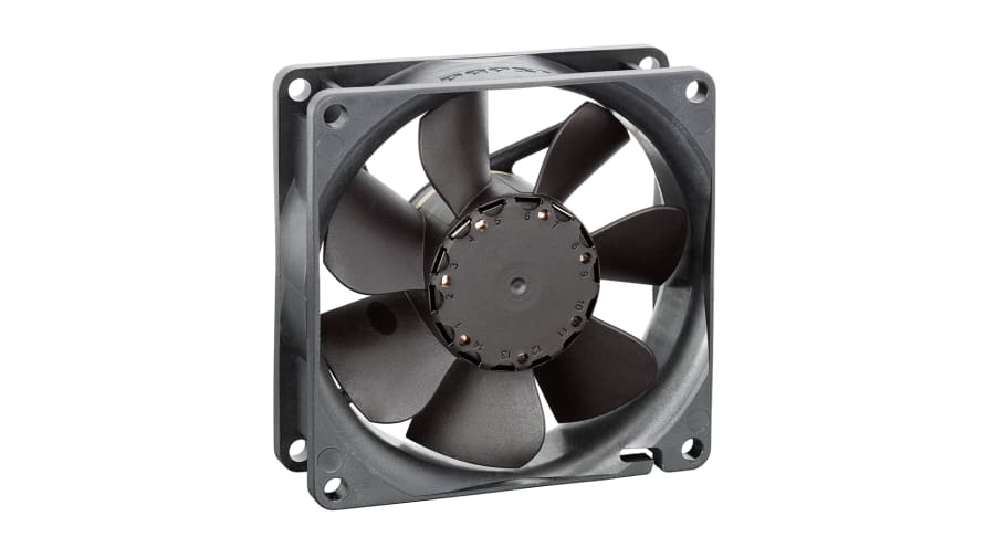 ebm-papst 8400 N Series Axial Fan, 12 V dc, DC Operation, 74m³/h, 2.8W, 230mA Max, 80 x 80 x 25mm – Model: 8412NGHAR-183