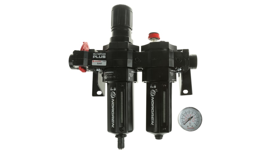 Norgren G 3/4 FRL, Automatic Drain, 40μm Filtration Size - With Pressure Gauge – Model: BL64-601