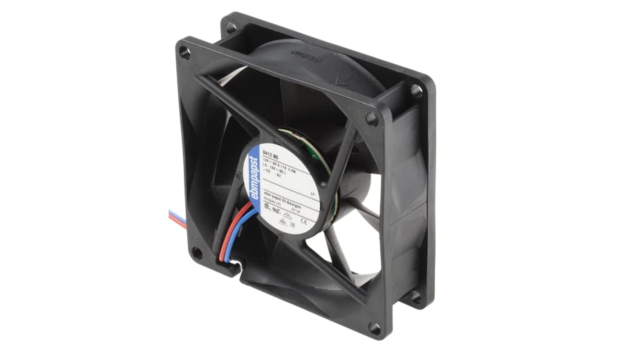 ebm-papst 8400 N Series Axial Fan, 12 V dc, DC Operation, 69m³/h, 2W, 167mA Max, 80 x 80 x 25mm – Model: 8412NG