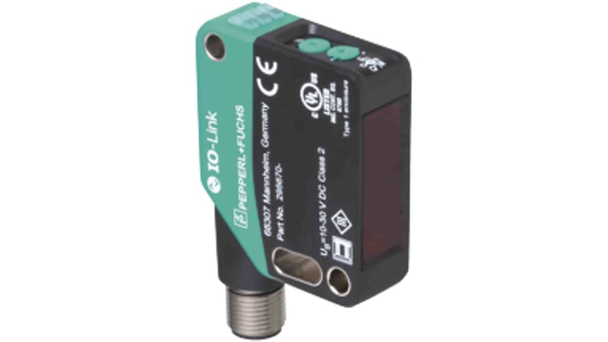OBG8000-R200-2EP-IO-V1, Pepperl + Fuchs Retroreflective Photoelectric Sensor, Block Sensor, 5.6 m Detection Range – Model: OBG8000-R200-2EP-