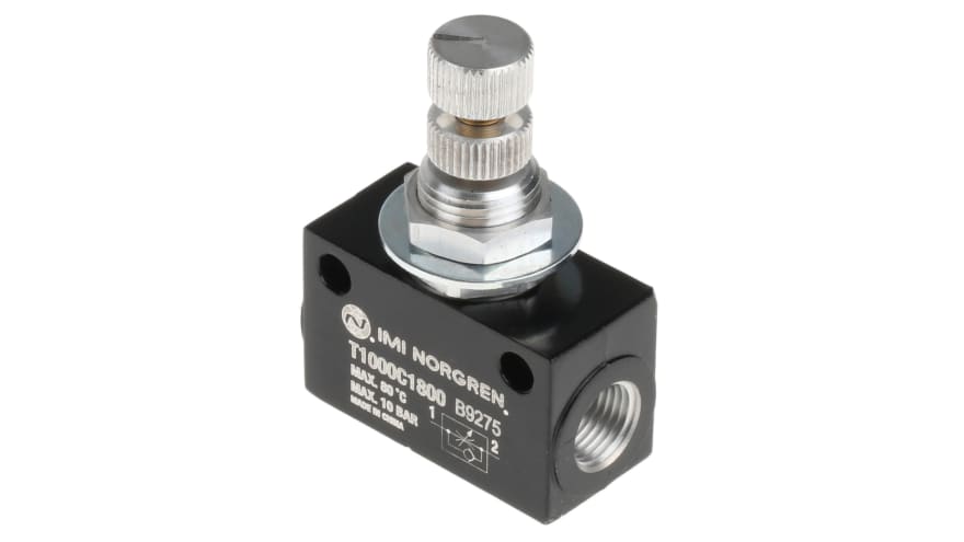 Norgren T1000 Series Threaded Flow Regulator, G 1/8 Female Inlet Port x G 1/8 Female Outlet Port – Model: T1000C1800