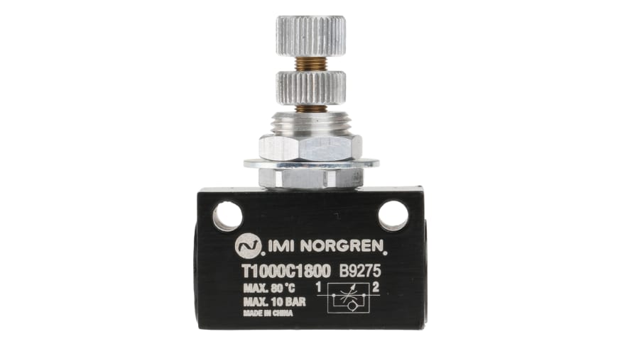 Norgren T1000 Series Threaded Flow Regulator, G 1/8 Female Inlet Port x G 1/8 Female Outlet Port – Model: T1000C1800