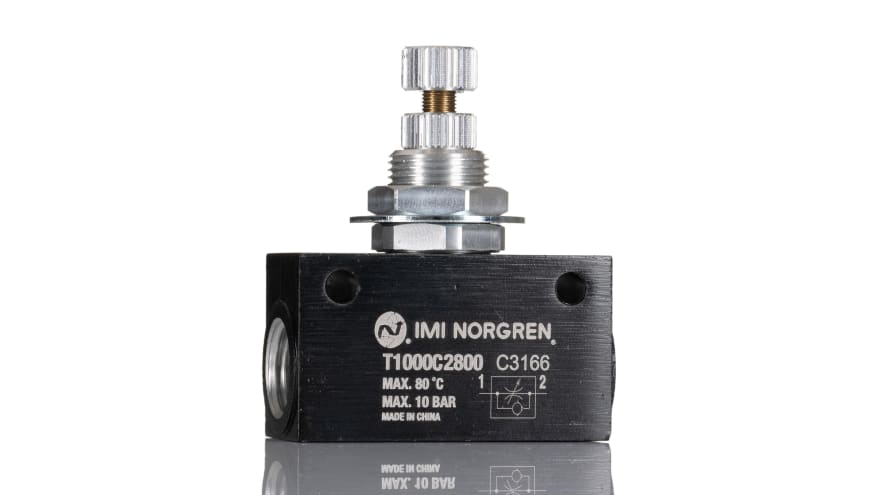 Norgren T1000 Series Threaded Flow Regulator, G 1/4 Female Inlet Port x G 1/4 Female Outlet Port – Model: T1000C2800