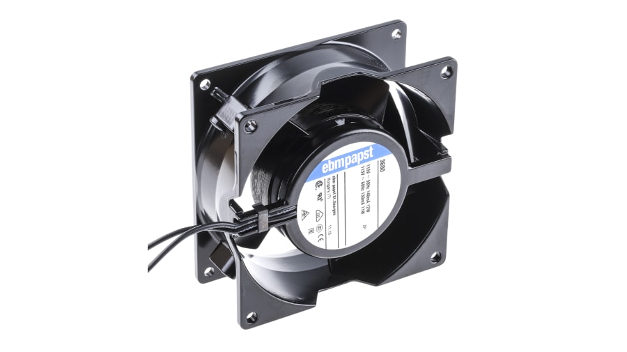 ebm-papst 3000 Series Axial Fan, 115 V ac, AC Operation, 89m³/h, 11W, 95mA Max, 92 x 92 x 38mm – Model: 3600-718