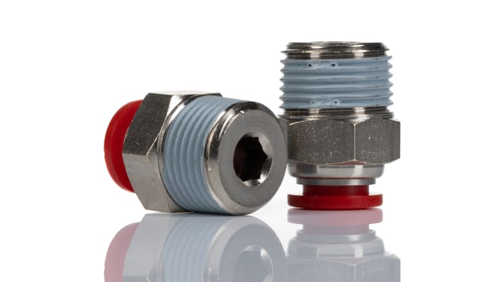 IMI Norgren Straight Fitting, Push In 8 mm to R 3/8, Threaded-to-Tube Connection Style, C01250838 – Model: C01250838