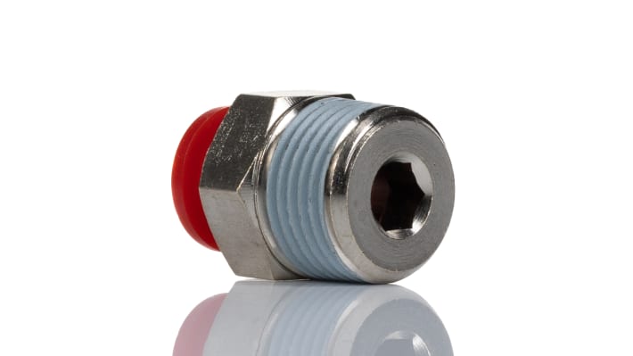 IMI Norgren Straight Fitting, Push In 8 mm to R 3/8, Threaded-to-Tube Connection Style, C01250838 – Model: C01250838