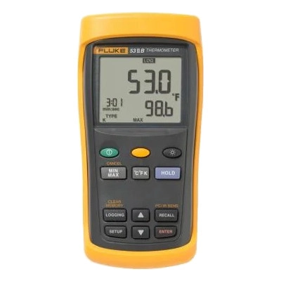FLUKE 53-2 B 50HZ Single Input Digital Thermometer with Data Logging Measures J/K/T/E/R/S/N Type Thermocouples, Logs Up to 500 Points of Dat