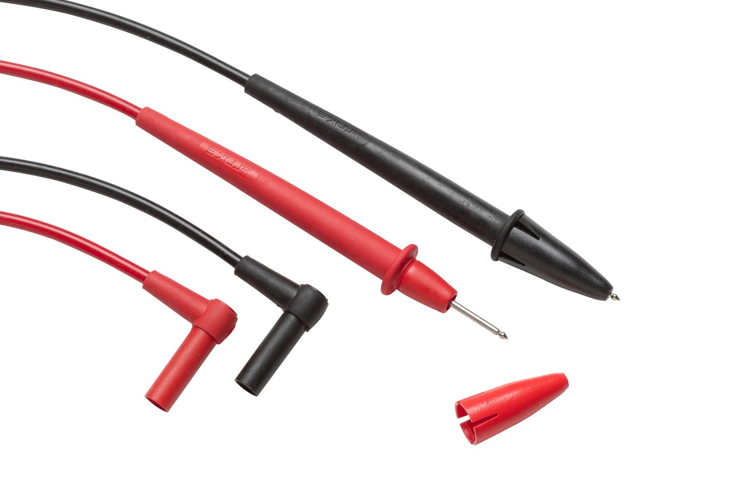 FLUKE TL75 Hard Point Test Lead Set with Protective Caps 48 inches PVC Insulated Right-Angle Test Leads Shrouded Banana Plugs ,CAT II 1000V,