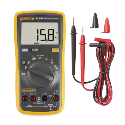 FLUKE FLK-15B MAX-01/APC Digital Multimeter, AC/DC Voltage 1000V, AC/DC Current 10A, with TL75 Test Leads 6000 Counts, Input Alert Alarm