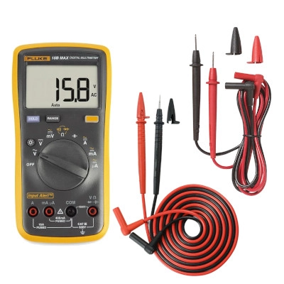 FLUKE FLK-15B MAX KIT Digital Multimeter, AC/DC Voltage 1000V, AC/DC Current 10A, with TL31 and TL75 Test Leads 6000 Counts, Input Alert Ala