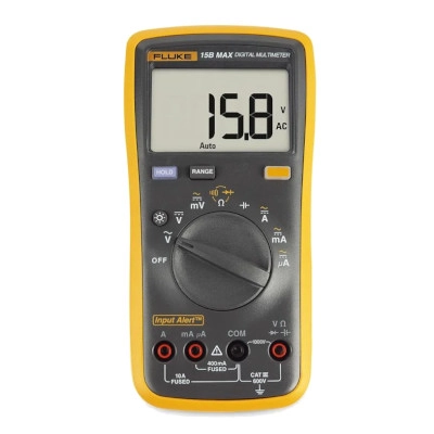 FLUKE FLK-15B MAX KIT Digital Multimeter, AC/DC Voltage 1000V, AC/DC Current 10A, with TL31 and TL75 Test Leads 6000 Counts, Input Alert Ala
