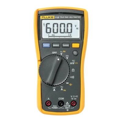 FLUKE 115/APAC True-RMS Multimeter, AC/DC Voltage 600V, AC/DC Millivolts 600mV, AC/DC Current 10A
