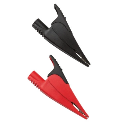 FLUKE AC285 SureGrip Large Alligator Clips, Red and Black Pair with Nickel-Plated Steel Jaw, CAT II/CAT III 1000V CAT IV 600V, 10A, use with