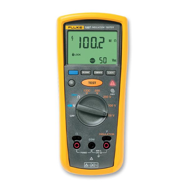 FLUKE 1507 Insulation Resistance Tester, Insulation Tests from 0.01MΩ to 10GΩ, Insulation Test Voltages 50V/100V/250V/500V/1000V