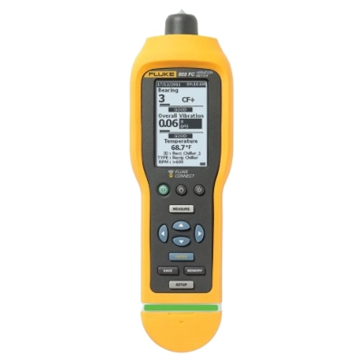 FLUKE 805 FC Vibration Meter, Range 10Hz to 1000Hz/4000Hz to 20000Hz, with IR Temperature Sensor/Flashlight, On-Screen Severity Scale,Fluke 