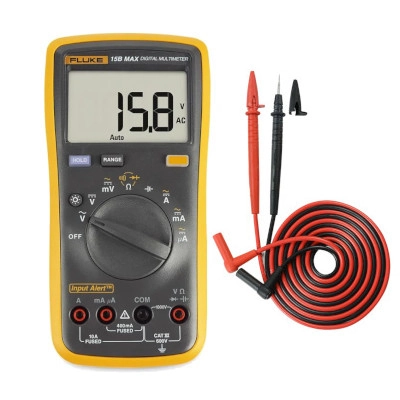 FLUKE FLK-15B MAX-02/APC Digital Multimeter, AC/DC Voltage 1000V, AC/DC Current 10A, with TL31 Test Leads 6000 Counts, Input Alert Alarm