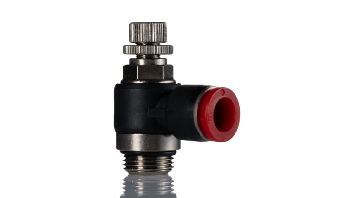 IMI Norgren Pneutic C Series Threaded Flow Controller, G 3/8 Male Inlet Port, 10mm Tube Inlet Port x 10mm Tube Outlet – Model: C0K511038