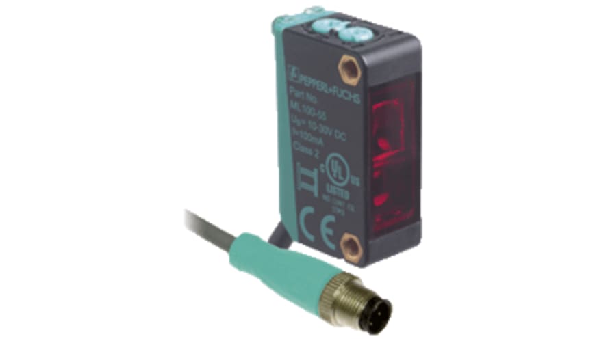 ML100-55/103/115b, Pepperl + Fuchs Retroreflective Photoelectric Sensor, Block Sensor, 5 m Detection Range – Model: ML100-55/103/115b