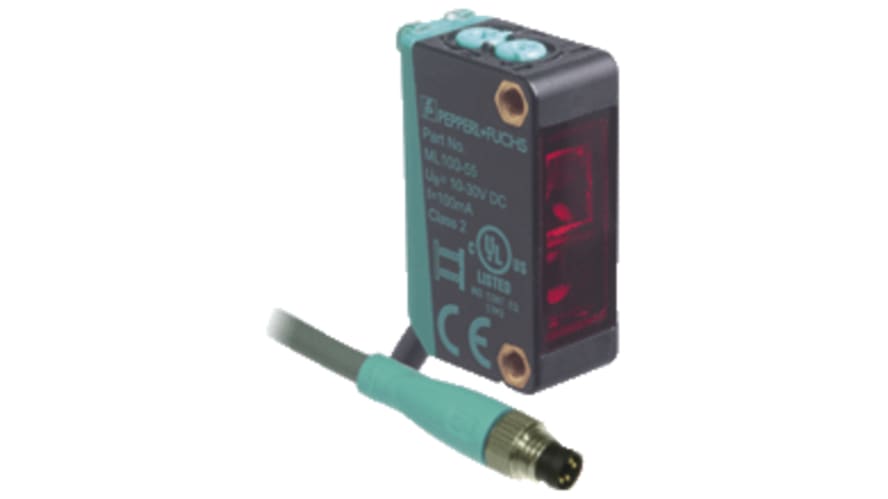 ML100-8-H-350-RT/103/115a, Pepperl + Fuchs Background Suppression Photoelectric Sensor, Block Sensor, 350 mm Detection Range – Model: ML100-