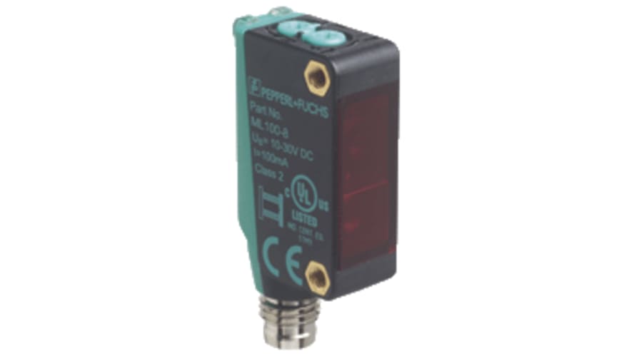 ML100-8-H-350-RT/98/103, Pepperl + Fuchs Background Suppression Photoelectric Sensor, Block Sensor, 350 mm Detection Range – Model: ML100-8-