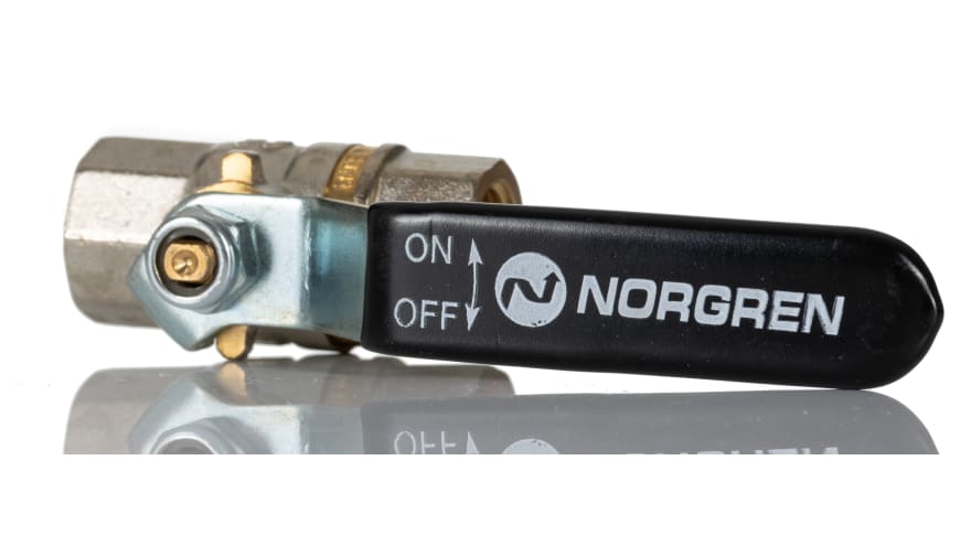 Norgren Nickel Plated Brass Ball Valve, Process Ball Valve, ISO 3/8in, 8mm, -0.4 → 40bar Operating Pressure – Model: 602112138