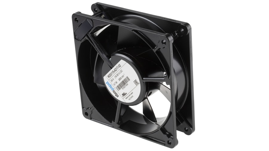 ebm-papst W2G115 Series Axial Fan, 24 V dc, DC Operation, 245m³/h, 4.7W, 196mA Max, 127 x 127 x 38mm – Model: W2G115-AD17-02