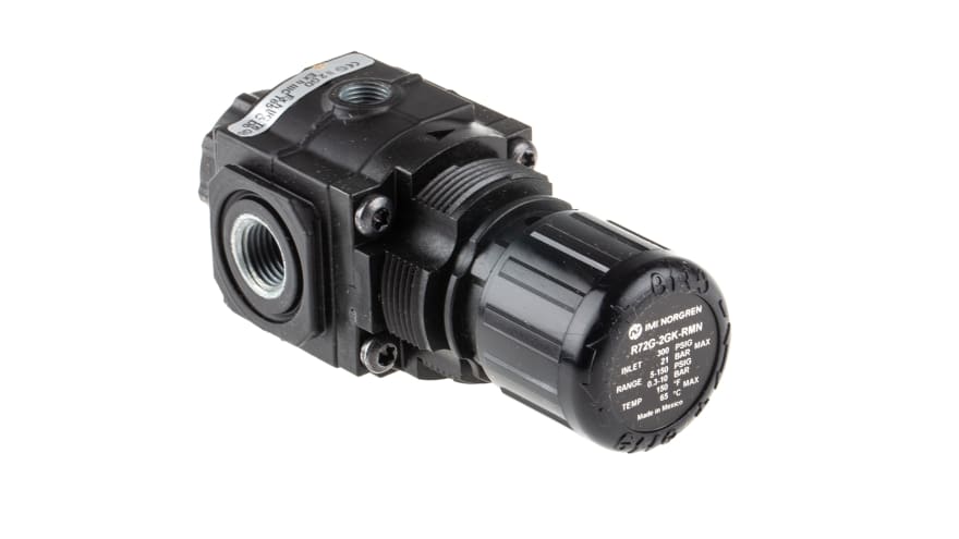 Norgren G 1/4 Pneumatic Regulator - 0.3bar to 10bar, 1/4in, 20bar max. input – Model: R72G-2GK-RMN