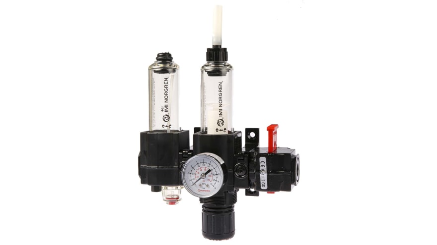 Norgren G 1/4 FRL, Automatic Drain, 40μm Filtration Size - With Pressure Gauge – Model: BL72-201G