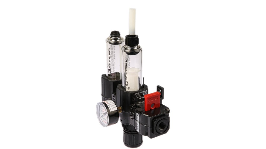 Norgren G 1/4 FRL, Automatic Drain, 40μm Filtration Size - With Pressure Gauge – Model: BL72-201G