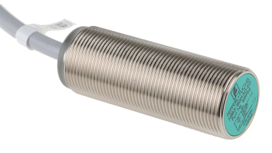 NBB5-18GM50-E0, Pepperl + Fuchs Inductive Barrel-Style Proximity Sensor, M18 x 1, 5 mm Detection, NPN Output, 5 → 36 V dc, IP68 – Model: NBB